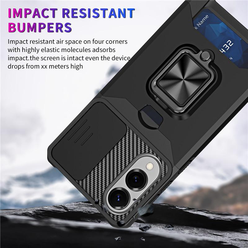 Suitable for Samsung A55 Card Magnetic Ring Protective Case S25 Ultra Push and Pull Glasses Mobile Phone Case
