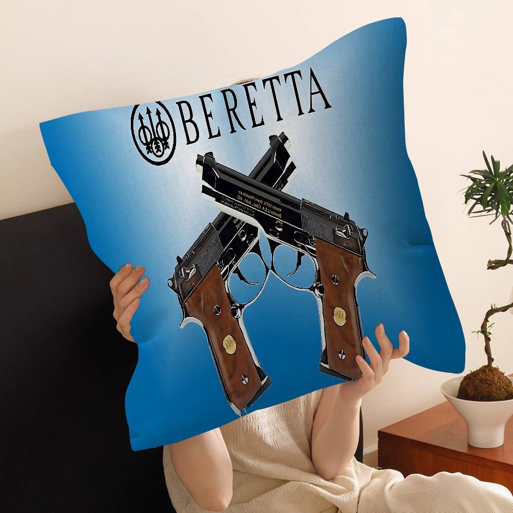 

Gun B-BerettaS logo Office Cushion Pillowcase Car Cushion Cover45X45CM Lumbar Pillowcase Sofa Pillowcover 30cmx30cm