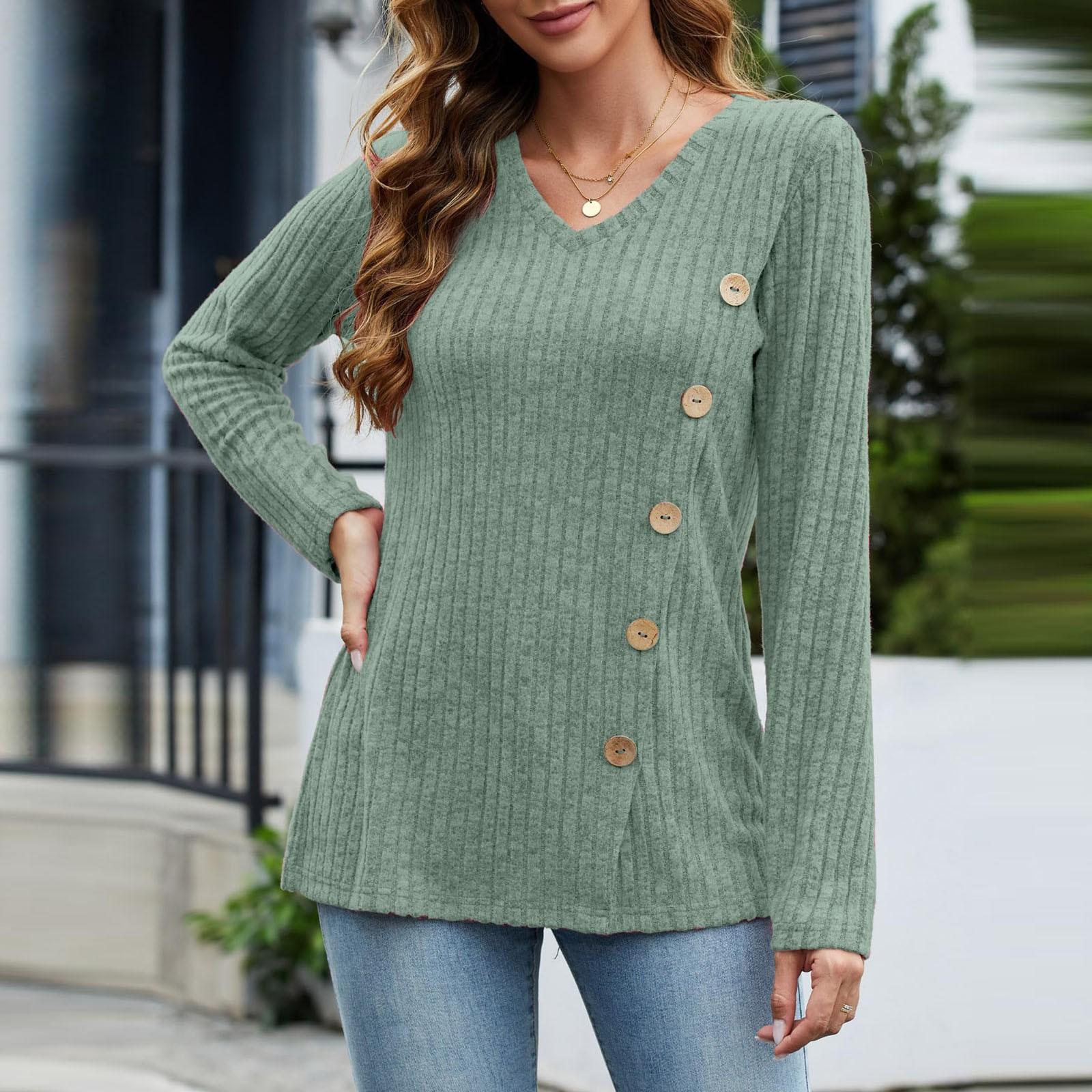 

Женский однотонный модный длинный рукав в полоску с накладными пуговицами свободный топ XL светло-зеленый