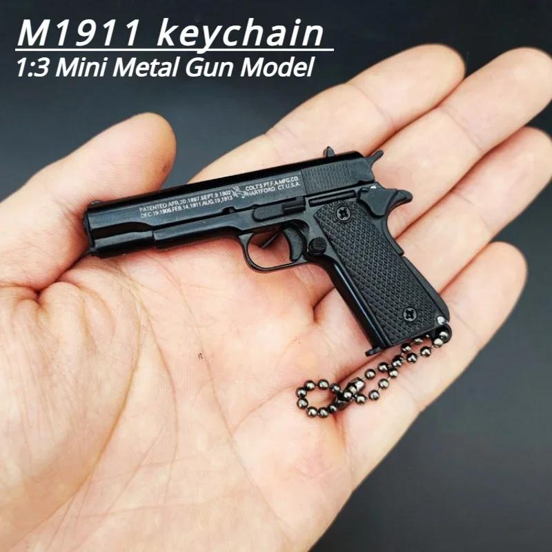1:3 Metal M1911 Toy Gun Detachable Model Alloy Keychain Look Real Collection Pubg Prop Fidgets Toy Birthday Gift For Boys