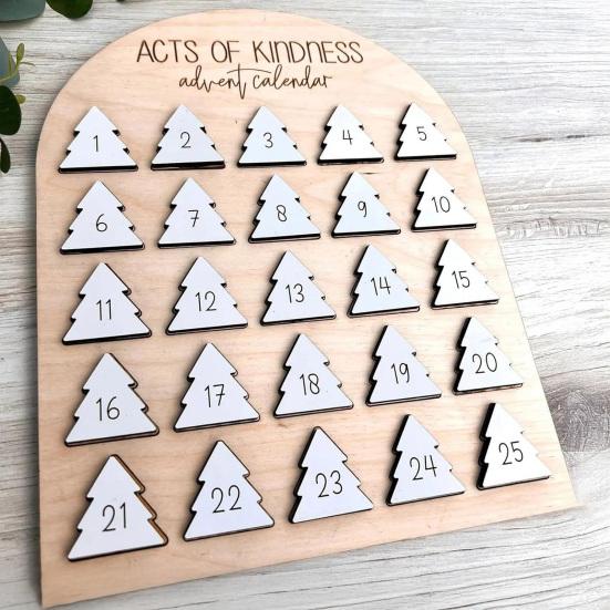 Acts of Kindness Advent Calendar 2025 Wooden 25-Day Countdown Calendar Sharing Kindness Christmas Decoration for Kids Adults