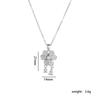 Elegant Hollow Flower with Zircon Pendant Necklace Stainless Steel Chain Jewelry Gifts for Women Teen Girls