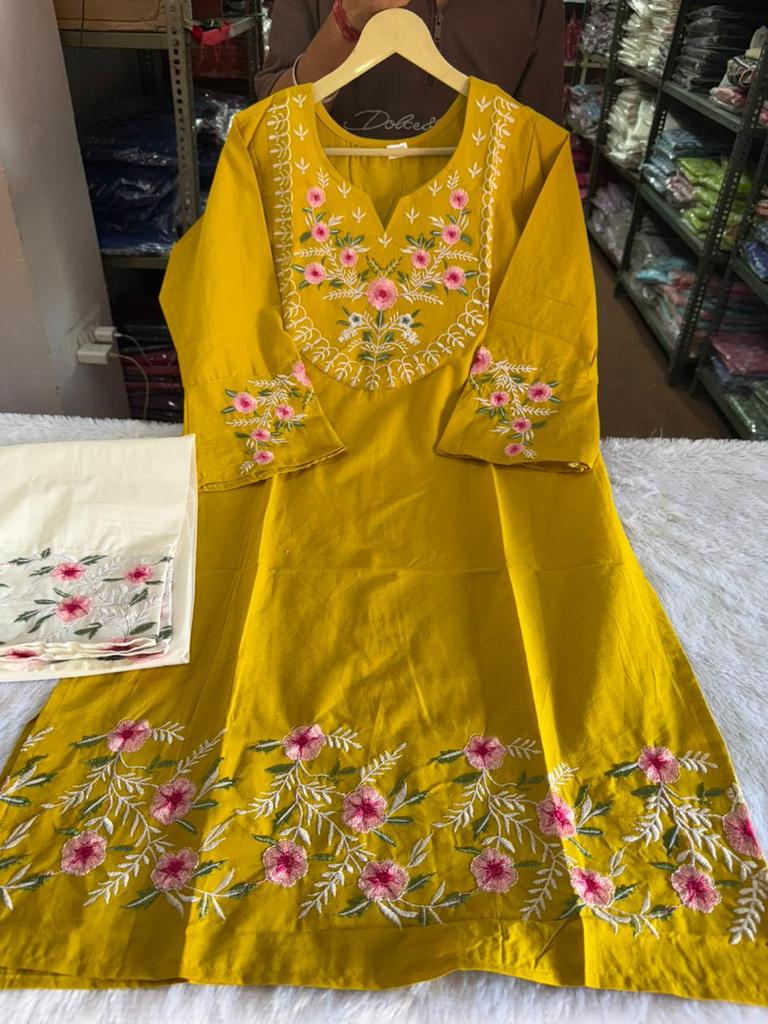Women Designer Pure Cotton Kurta Pant Set Indian Bollywood Top Tunic Kurti Cord Set