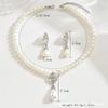 New Pearl Necklace Earrings Set Women's Versatile Sweater Chain Collarbone Chain Alloy 2442
