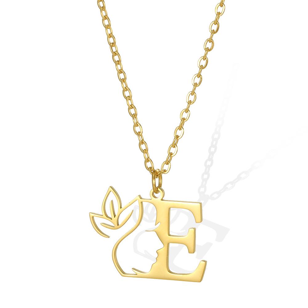 Stainless Steel Floral English Alphabet Necklace - Women's Unique Clavicle Chain