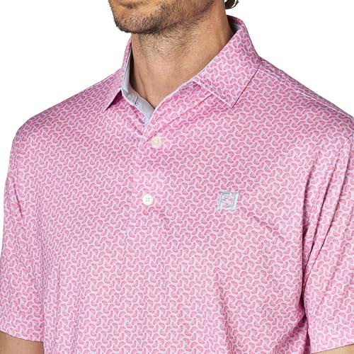 FootJoy Men's Citrus Print Short Sleeve Golf Shirt, Pink Lemonade, Size M, FJ-S25-S19 (34565-M)