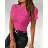 Ladies Summer New Solid Colour Round Neck Slim Short-sleeved T-shirt Tops