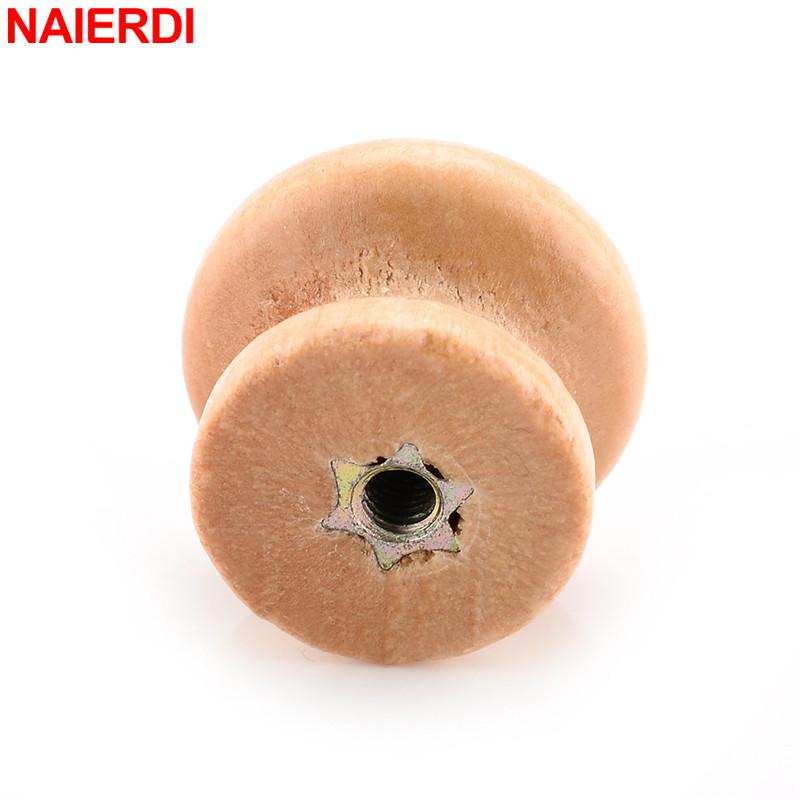 NAIERDI 10 Pack Wood Round Cabinet Knobs and Handles Natural Wooden Kitchen Cabinets Pulls for Furniture Dresser Wardrobe Handle