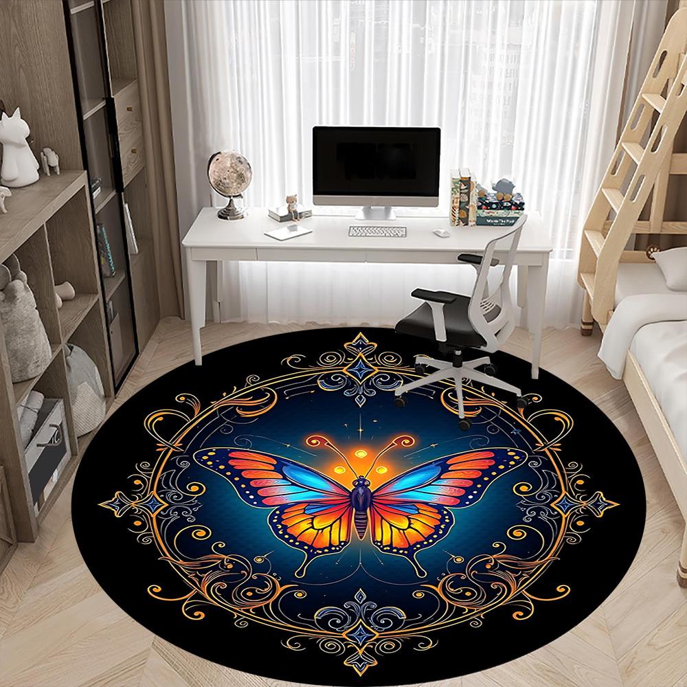 1pc Butterfly Mandala Chair Carpet for Office, Soft Flannel Throw Mat, Perfect for Office,Holiday Party Decoration Choice yy251113137