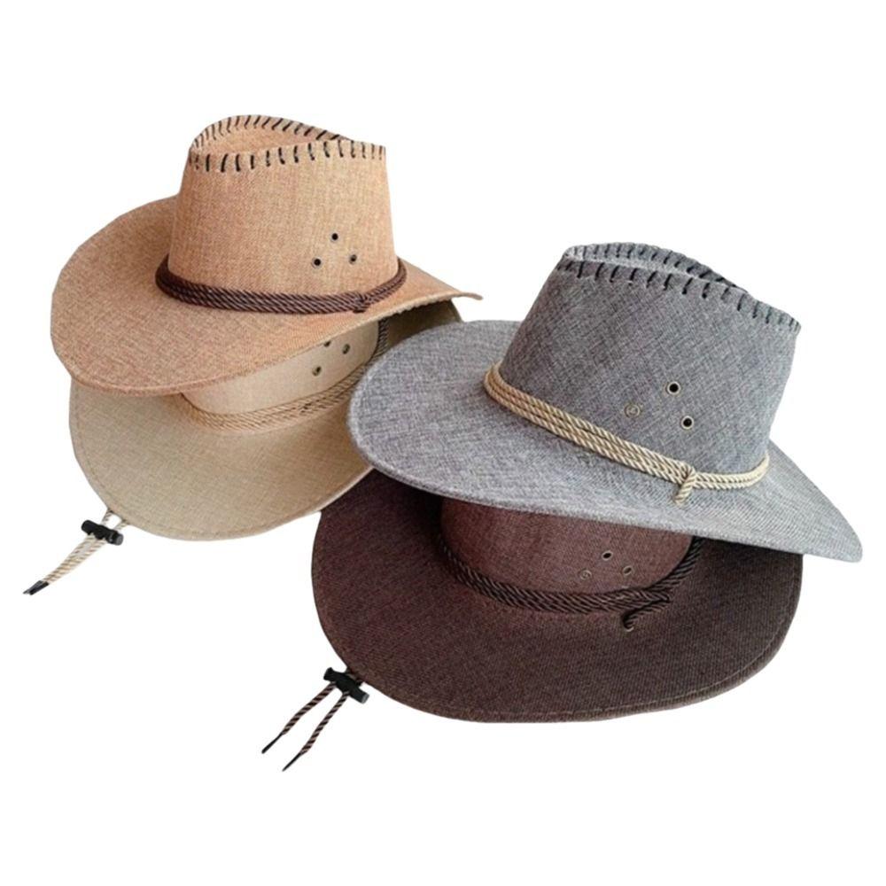 New Curved Brim Western Cowboy Hat Large Ethnic Top Hat Tibetan Style Roll Brim Cowgirl Cap for Women Men