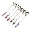1pcs Stainless Steel Coffee Spoons With Ceramic Handles - Perfect For Mixing, Sugar, Ice Cream Kitchen & Dining Accessories