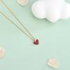 S925 Sterling Silver Minimalist Little Red Heart Necklace - Japanese & Korean Design, Women's Heart Clavicle Chain.
