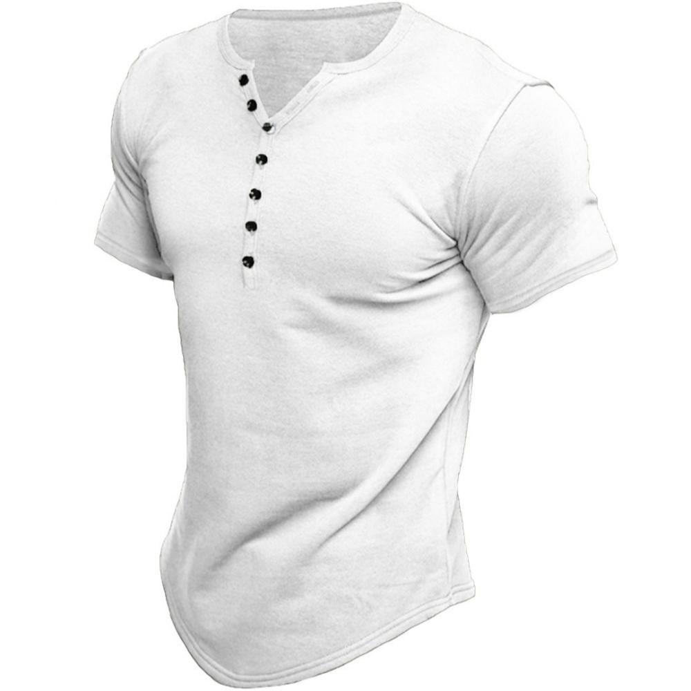 

Мужская футболка Henry Shirt с короткими рукавами, однотонная футболка с пуговицами S