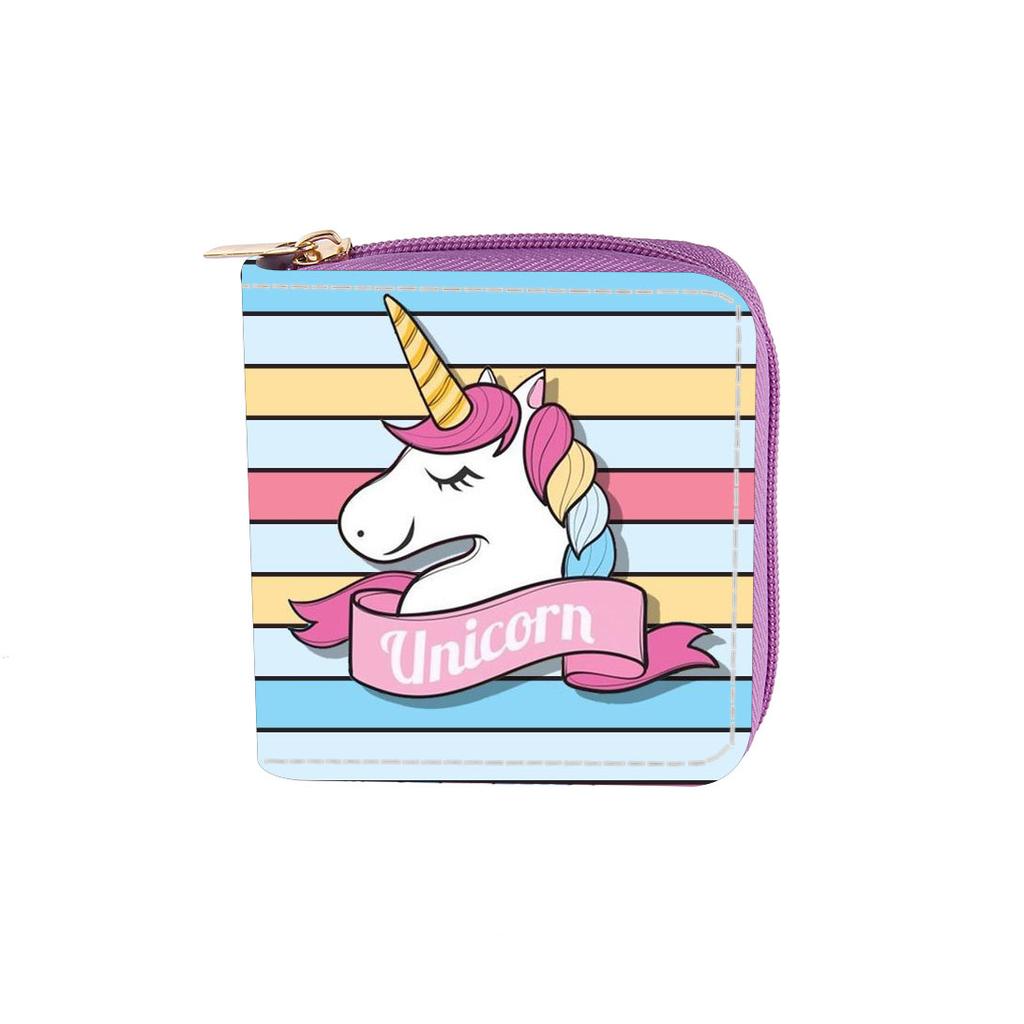 New Unicorn Short Zipper Small Wallet, Rainbow Wallet.