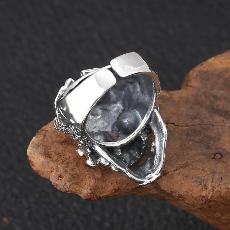 Retro Skull Ring For Men Silver Color Punk Gothic Open Ring Handmade Biker Rock Hiphop Domineering Jewelry Accessories Gift Man