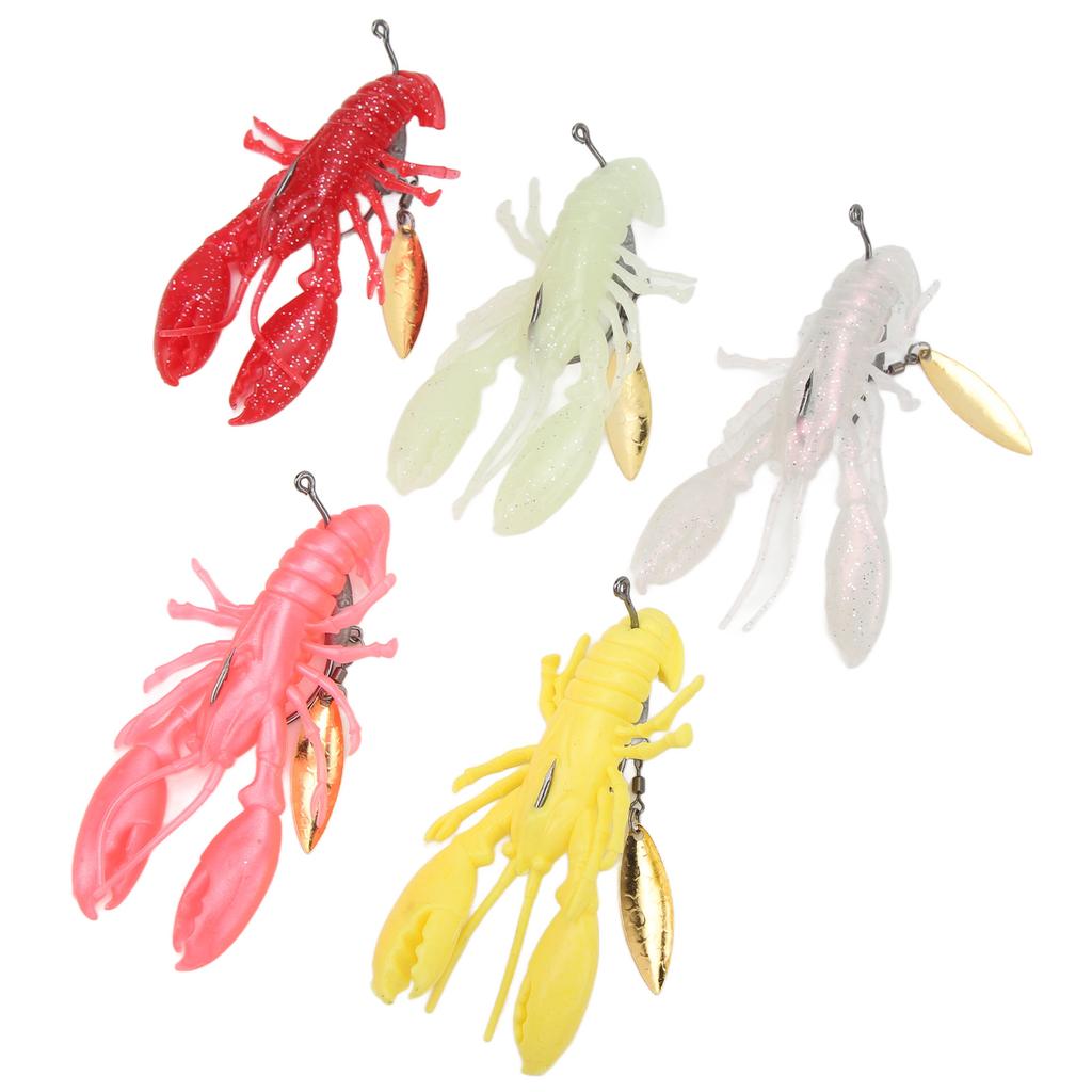5PCS Shrimp Silicone Fishing Lures 9cm 12.5g Hollow Floating Multi Color Realistic Soft Baits for Freshwater Saltwater