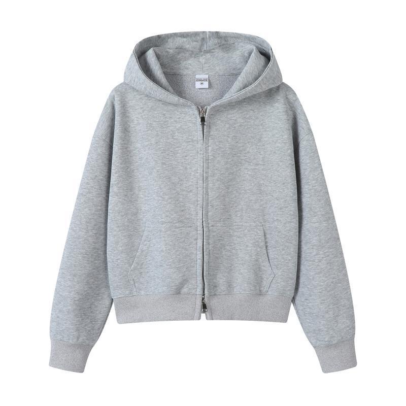 Silver Fox Velvet Women's 450g Heavyweight Hooded Sweatshirt - Short, Trendy Drop Shoulder Pullover for Autumn/Winter
