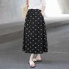 Women's Elegant Linen Polka Dot A-line Midi Skirt