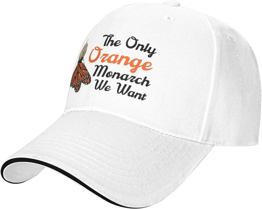 Monarch Butterfly Orange Design Polyester Baseball Cap Adjustable Outdoor Casual Cap