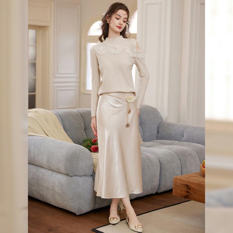 Bailuyu Elegant Ruffle Trim Knit Top