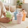 Food-Grade Silicone Ice Ball Cup Built-in Straw Ice Mold Drink Cup 2-in-1 Travel Mug Commute