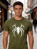 Unisexs Casual Short Sleeve T Shirt Spider Symbol Print Crew Neck Cotton Tee Loose Trendy Street Style Summer Tops For Adult Guys