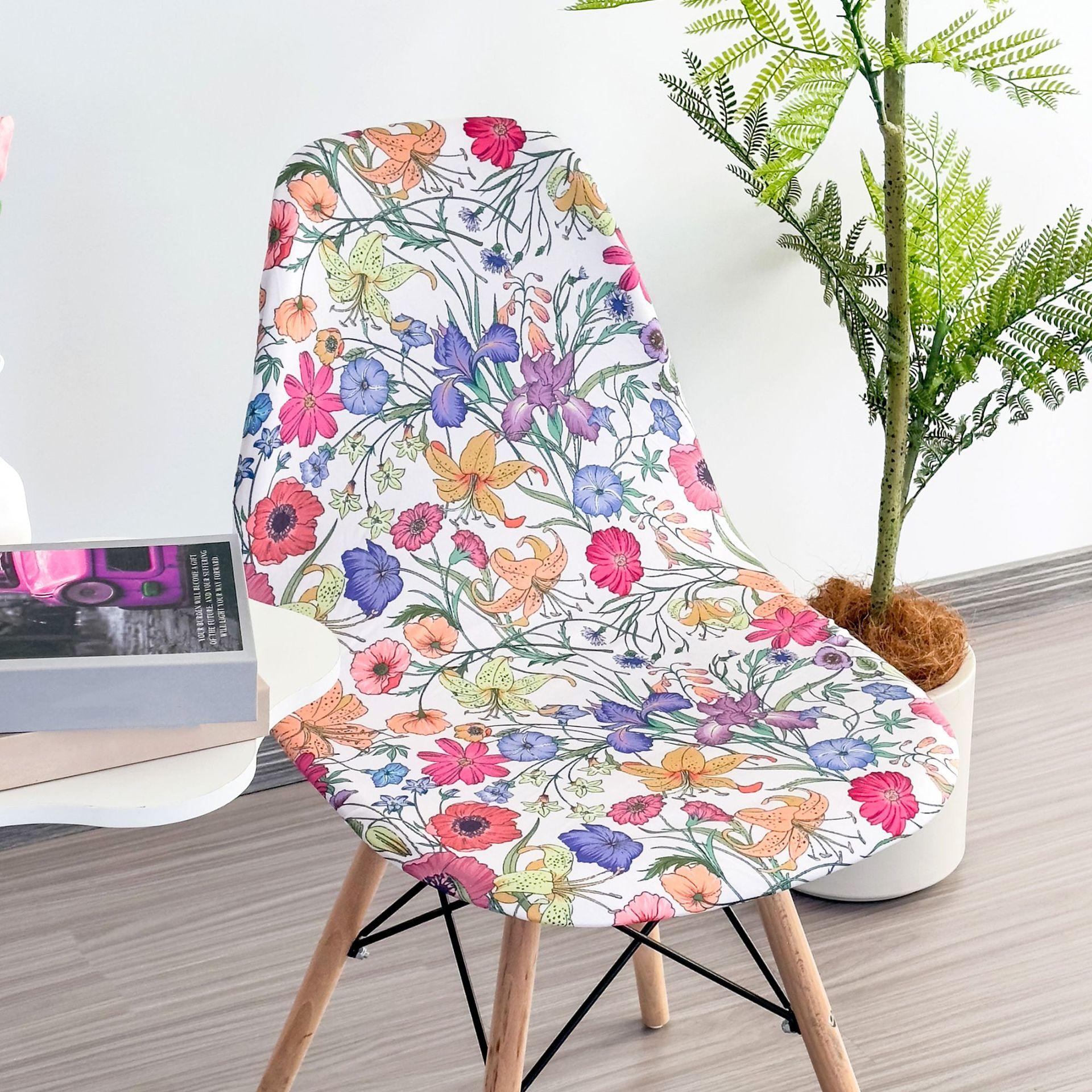 

Современный простой вязаный чехол на стул Эластичный с принтом Чехол на стул-ракушку из молочного шелка Универсальный для всех сезонов, Пылезащитный и красивый average size