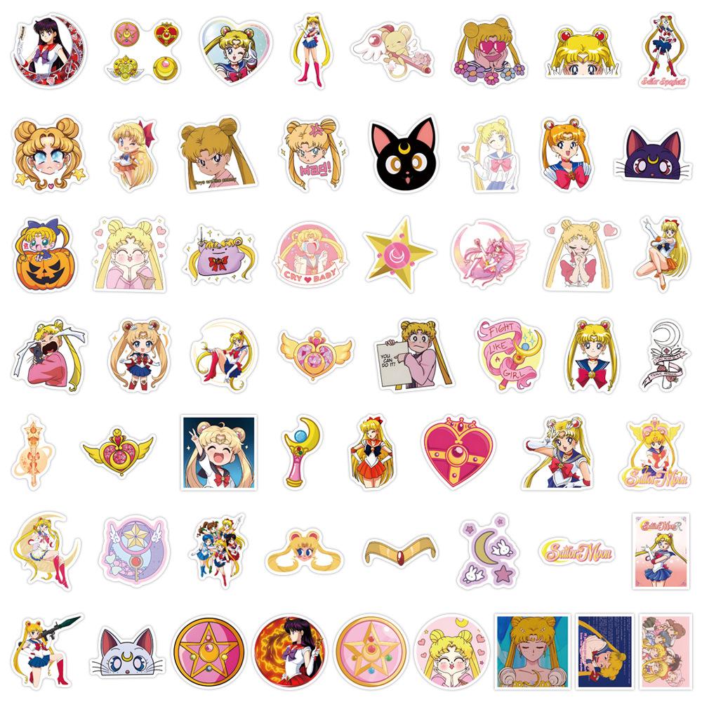 55 Yeni Sailor Moon Çizgi Film Grafiti Çıkartmaları Scooter Bavul Kendin Yap Çıkartmaları