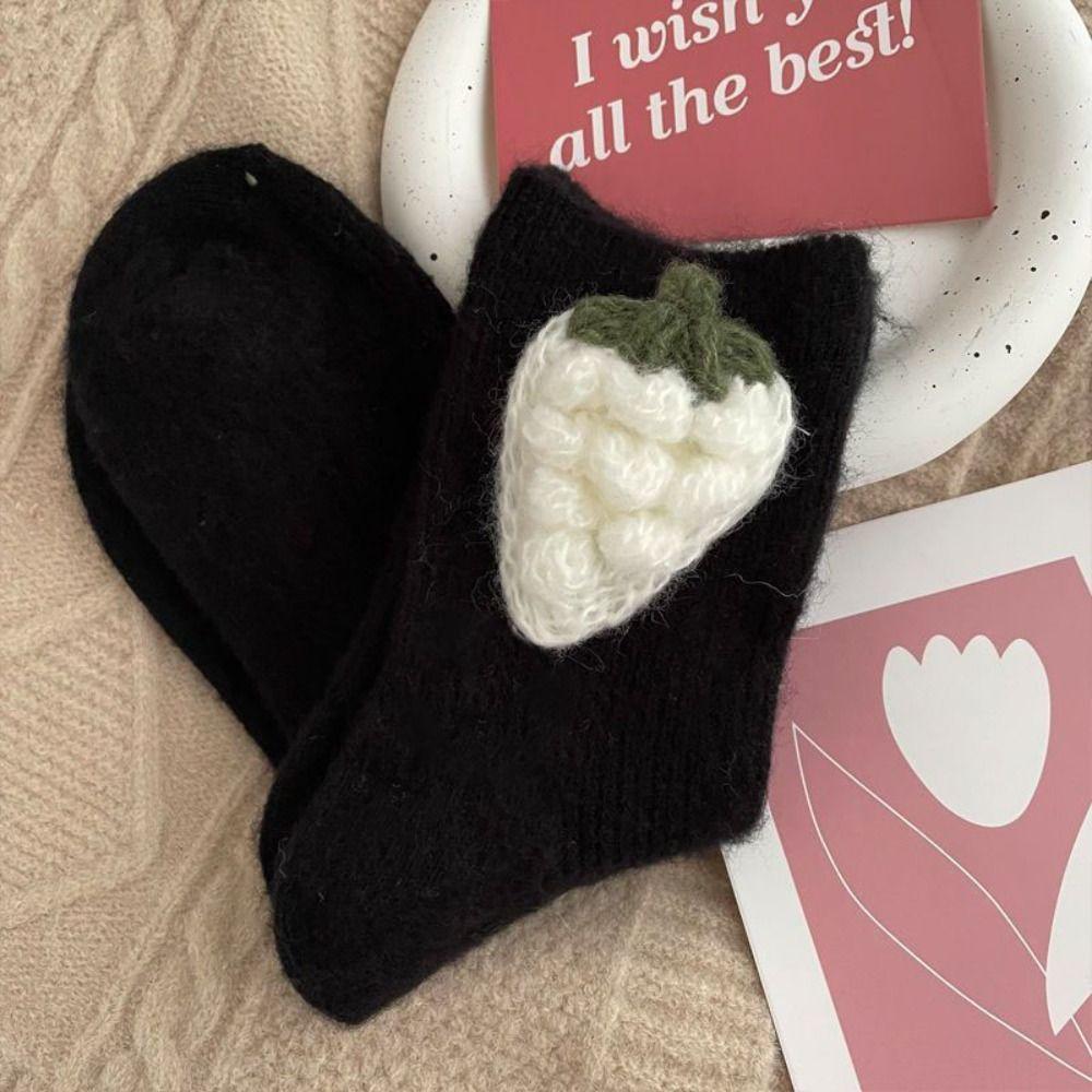

Fruit Korean Style Socks Mid Tube Cotton Hosiery Cute Knitted Strawberry Socks Autumn розовый