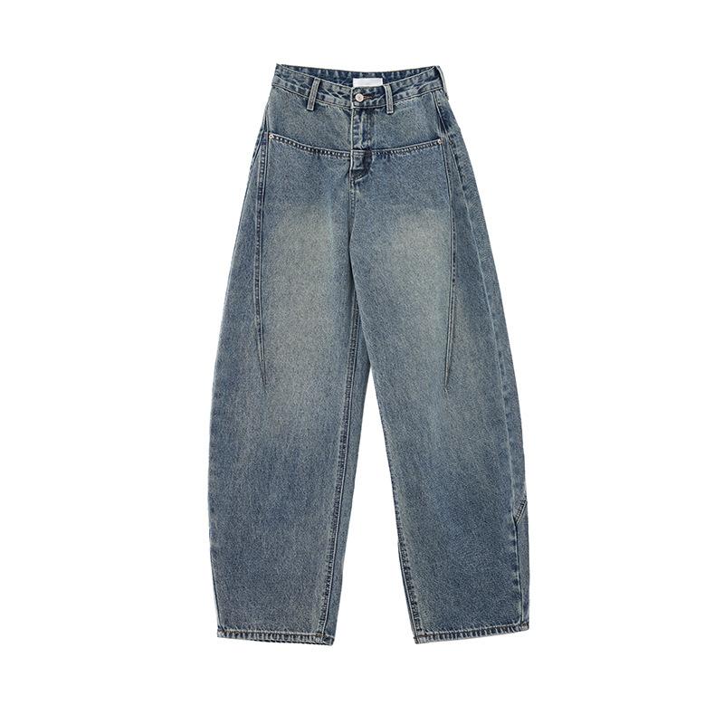 Vielseitige Lockere Säbelbein-Jeans Vielseitige Schmale Retro-Hose Stilvolle Klassische Denim-Silhouette Jeans, Vintage-Waschung mit Entspannter Passform
