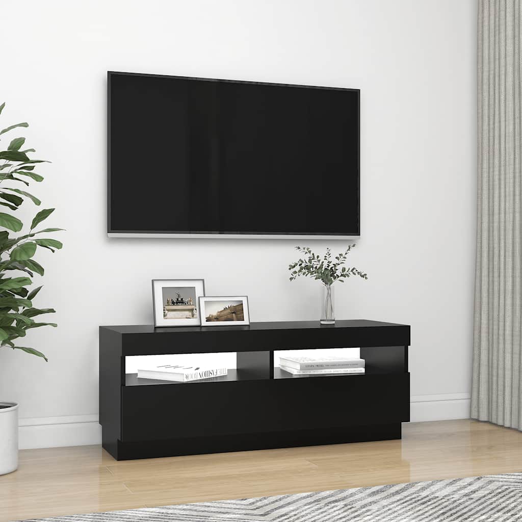 Vidaxl Szafka Pod Tv Z Oświetleniem Led, Czarna, 100X35X40 Cm