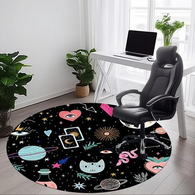 1pc Cosmic Cat Chair Carpet for Office, Non Slip, Soft and Durable Office Rug for Interior Decoration