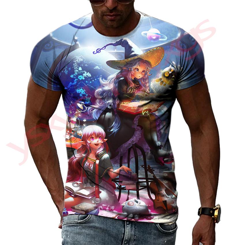 Japanese Cartoon Anime Magic Sexy Witch Men and Women T-Shirt HD 3D Printing Hip Hop Harajuku Tees Round Neck Short Sleeve Tops