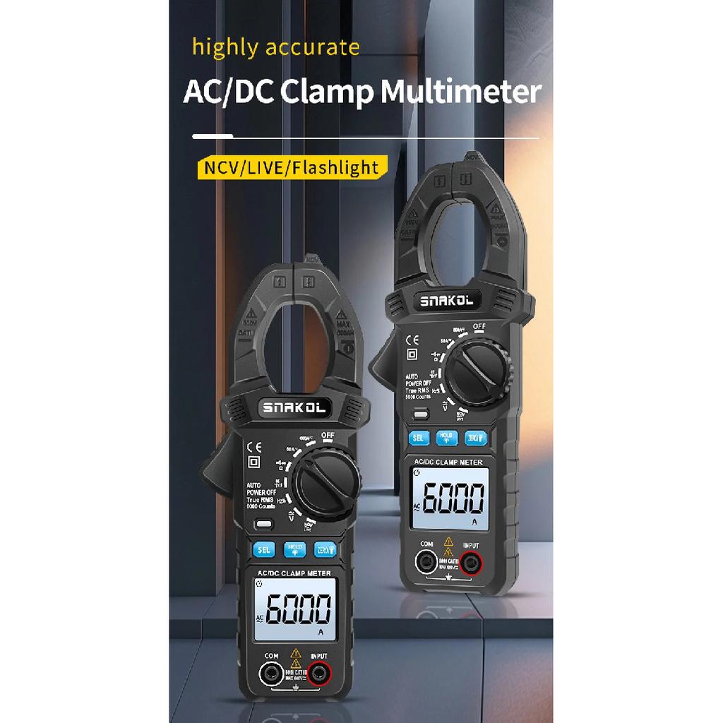 Digital Clamp Multimeter SNAKOL 600A AC/DC Current Voltage Meter Diode NCV Voltage Detection Professional Electrician Tools