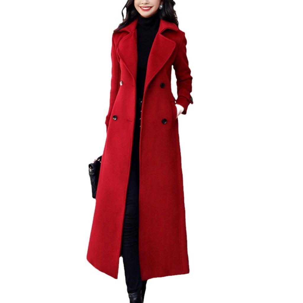 Korean Style Thickened Woolen Overcoat for Women, Autumn Winter New Wool Blend Outerwear Coat