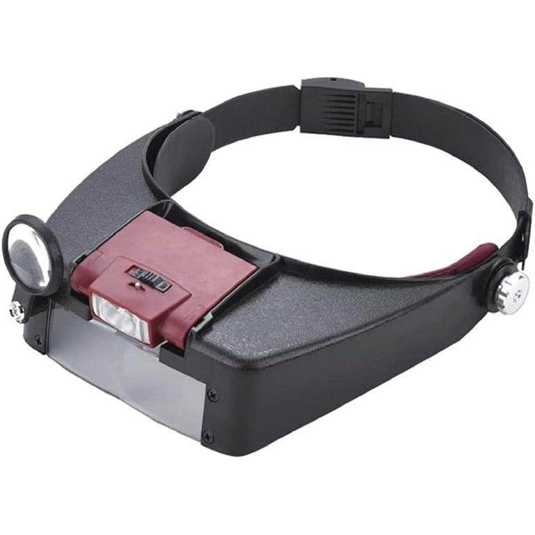 Headband Magnifier, Head MountLighted Magnifying Glasses, Adjustable Jewelers Head Headband Lamp Magnifier Illuminated Magnifying Eye Glasses Lens