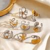 Vintage Gold Silver Color Flower Leaf Rings for Women Stainless Steel Irregular Chain Heart-Shaped Starfish Rings Jewelry Gifts