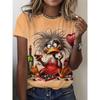 T-shirt da Donna con Stampa Grafica di Animali Cartoni Animati Girocollo Manica Corta Elegante Classica Casual Regular Top per Uso Quotidiano Estivo
