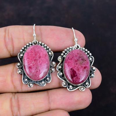 Rhodonit Edelstein Ohrring anständiger Schmuck handgefertigt brandneue Ohrringe 925 Sterlingsilber Ohrring schöner Rhodonit Schmuck Hochzeitsgeschenke
