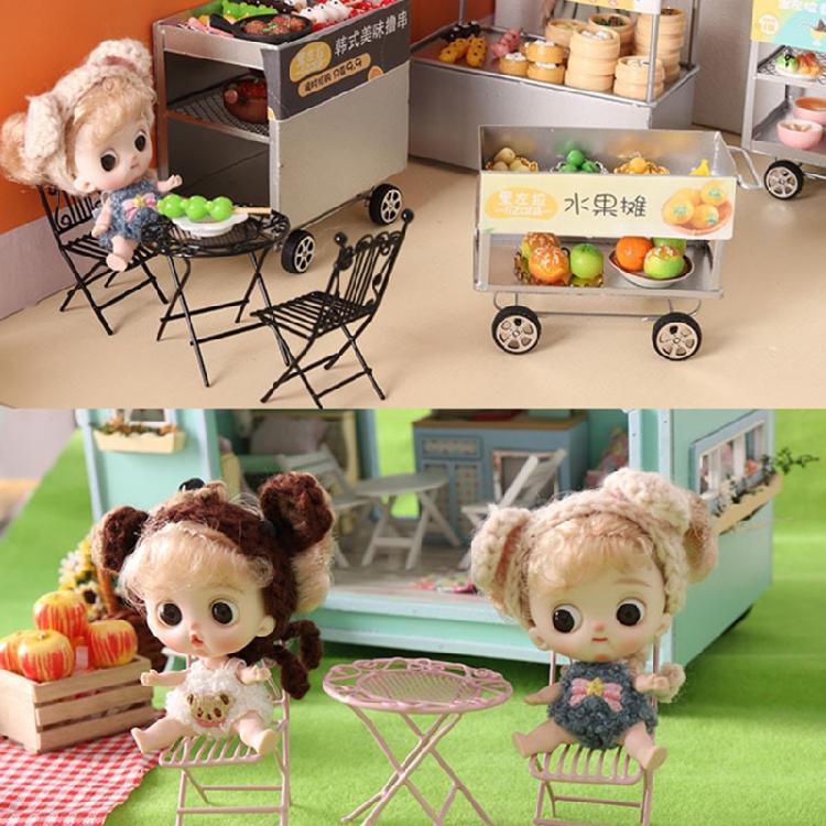 Miniature Dollhouses Furniture Iron Table And Chair Set Model Figurine For Crafting Garden Bistro Scene Displaying