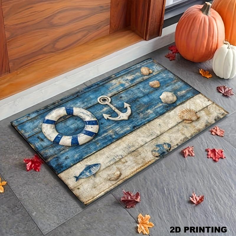 VIKAMA Vintage Nautical-Style Doormat, Non-Slip, Absorbent Bathroom Mat, Indoor/Outdoor Entryway Rug, Home Decor