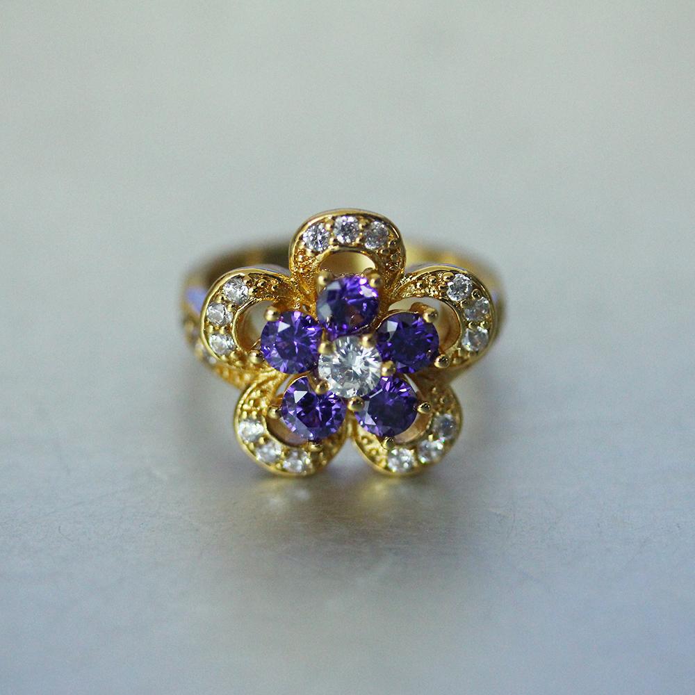 

Luxury Iced Out Flower Shape Rings Wholesale Female Gold Color Cubic Zirconia Crystal Ring For Women Fashion Party Jewelry Gift 6