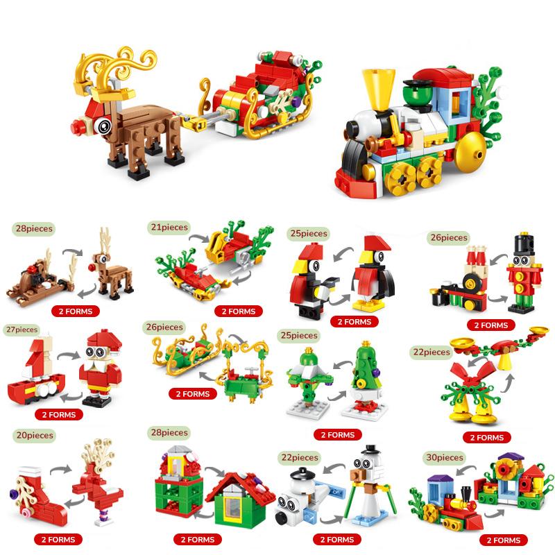 Non-Toxic Christmas Building Block Santa Claus Snowman Elk Tree Micro Brick Puzzle Assembly Model Home Decoration Party Gift Kid Toy