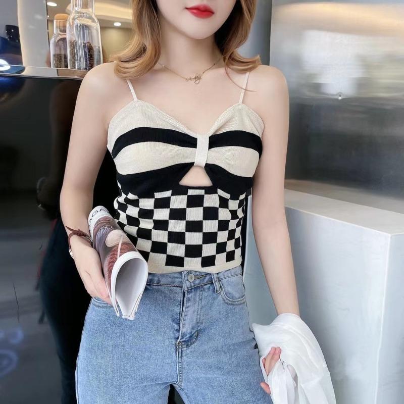 Chest Bow Halter Vest Women's Summer New Hollow Sexy Spice Girl Style Short Top