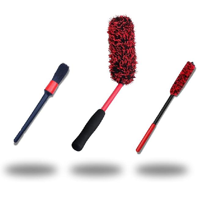 Professional 4 Pack Long Handle Wheel Brush Kit For Cleaning Wheel And Tire- 2X Soft Wheel Cleaning Brush, Detailing Brush And Stiff Tire Brush,