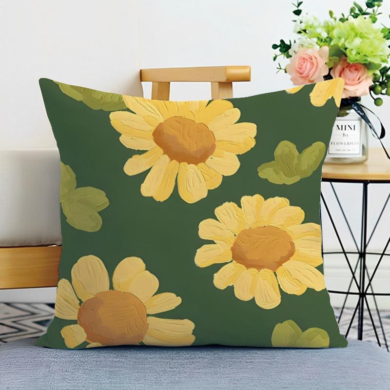 Small Fresh Flower Print Decorative Pillowcase Bedroom Living Room Square Cushion Pillowcase