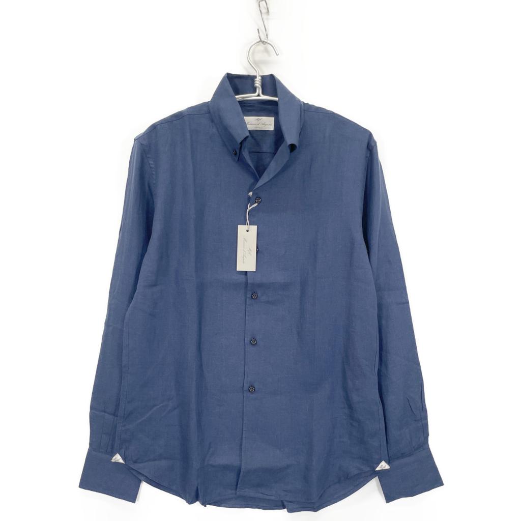 Massimo d'Augusto Navy MAX6 100% Linen One-Piece Button-Down Shirt tops M NavyUsed