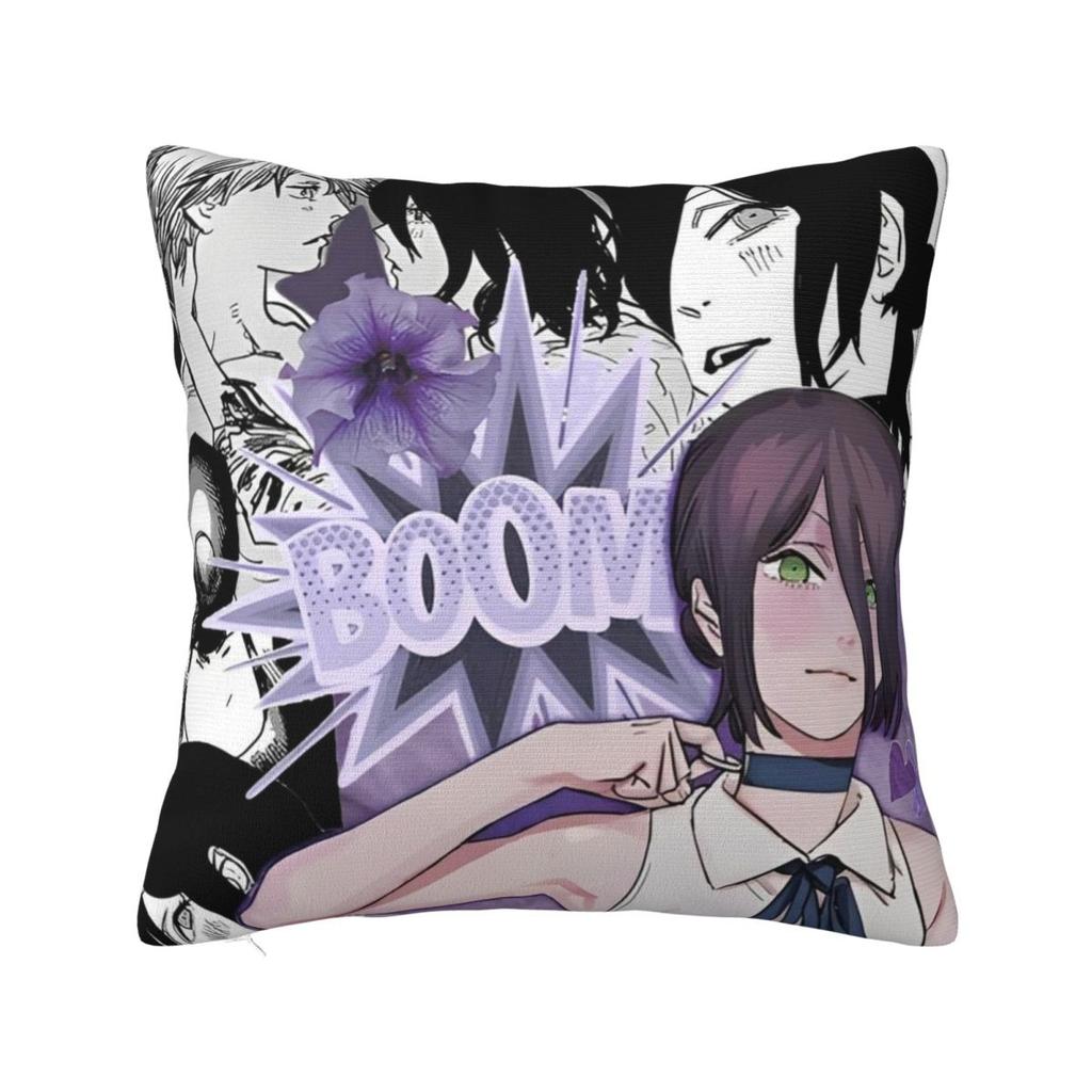 Chainsaw Man Reze Pillow Cases Makima Power Aki Denji Cushion Covers Novelty Throw Pillow Case Cover For Living Room 18"X18"