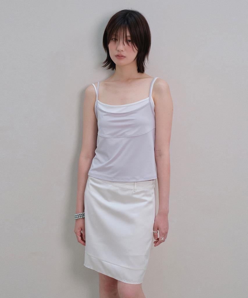 Daibeuinumeon Satin Midi Skirt (Ivory)