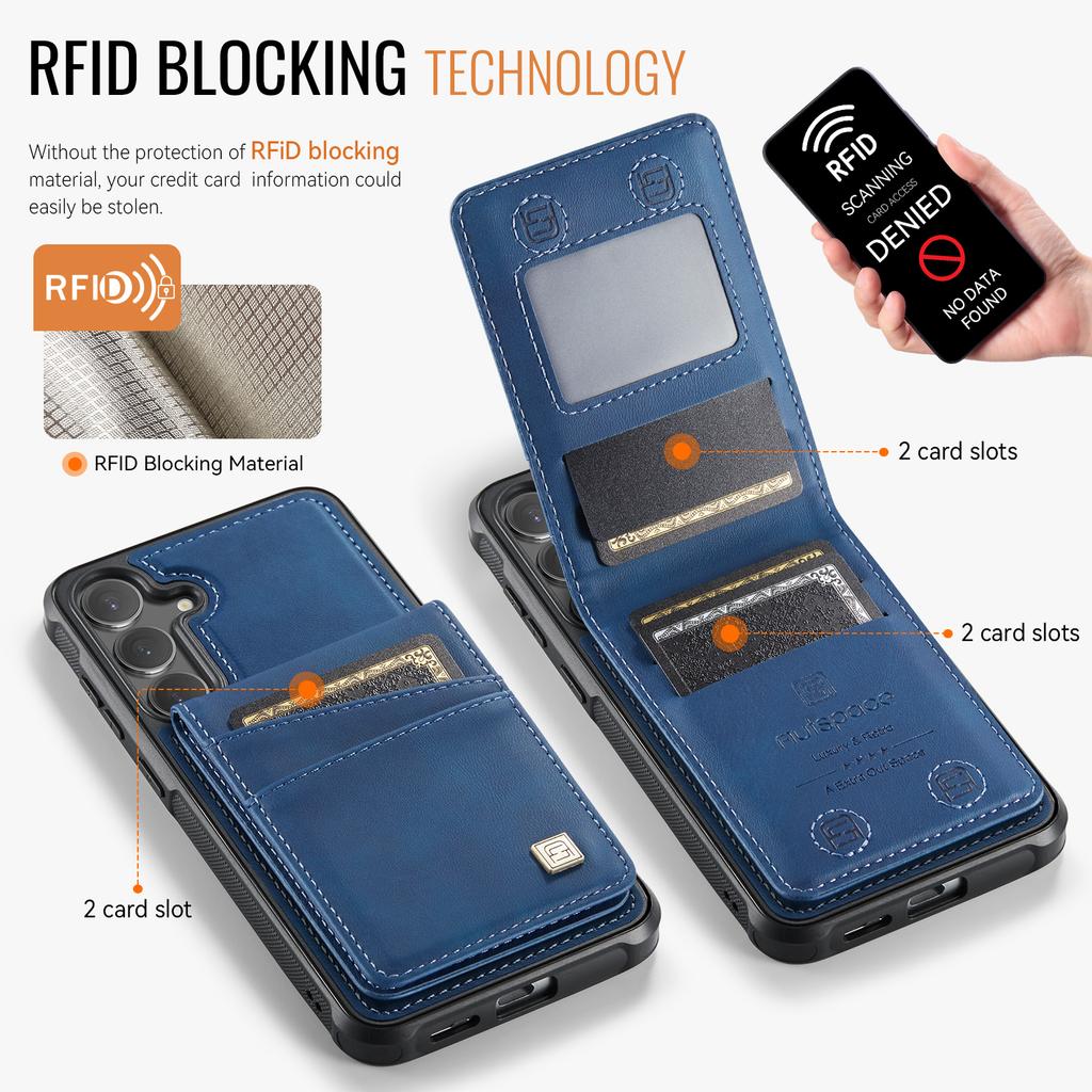 Für Samsung Galaxy S25+/Galaxy S24+ Hülle AUTSPACE A12 Leder-Rückseite mit magnetisch abnehmbarer Kartenhalterung Ständer